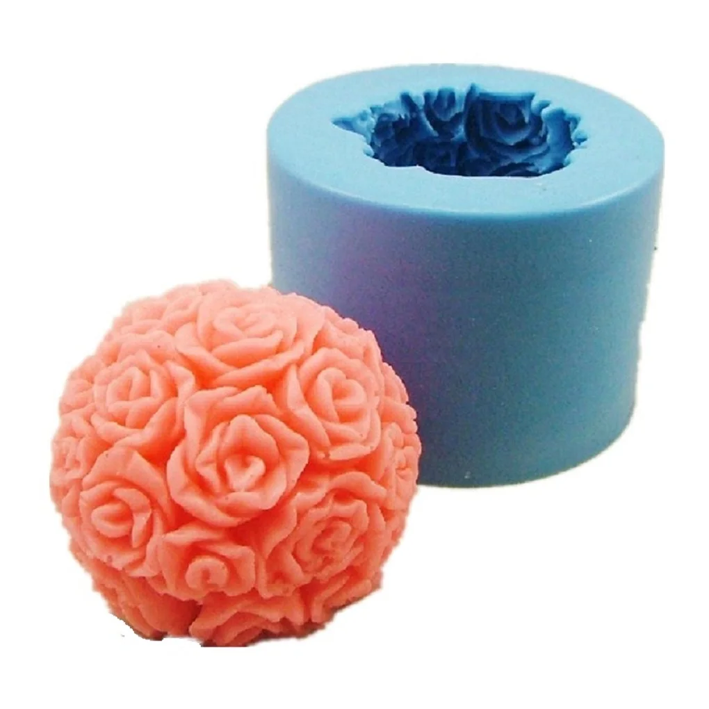 Валентина 3D Свадебные розовые шары Силиконовые свечи DIY прессформы Мыло Форма