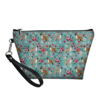 haoyun women functional cosmetic bag floral animal pattern travel leather make up necessaries pouch cartoon dogs toiletry kit