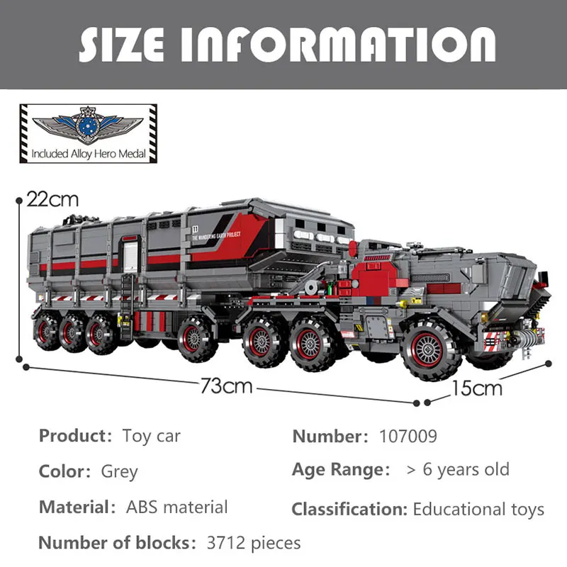 

SEMBO City Wandering Earth Carrier Car Building Blocks Technical Military Tank Cargo Van Transport Truck Bricks Kids Toys