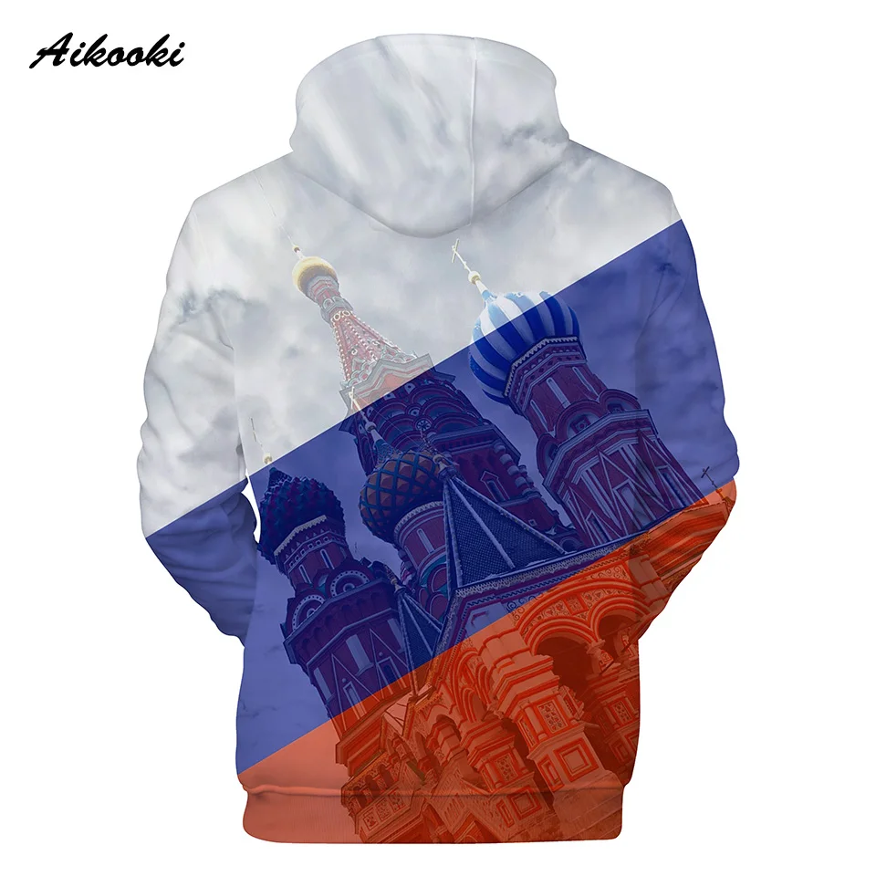 Оригинальные толстовки с капюшоном объемным флагом России Толстовки рисунком