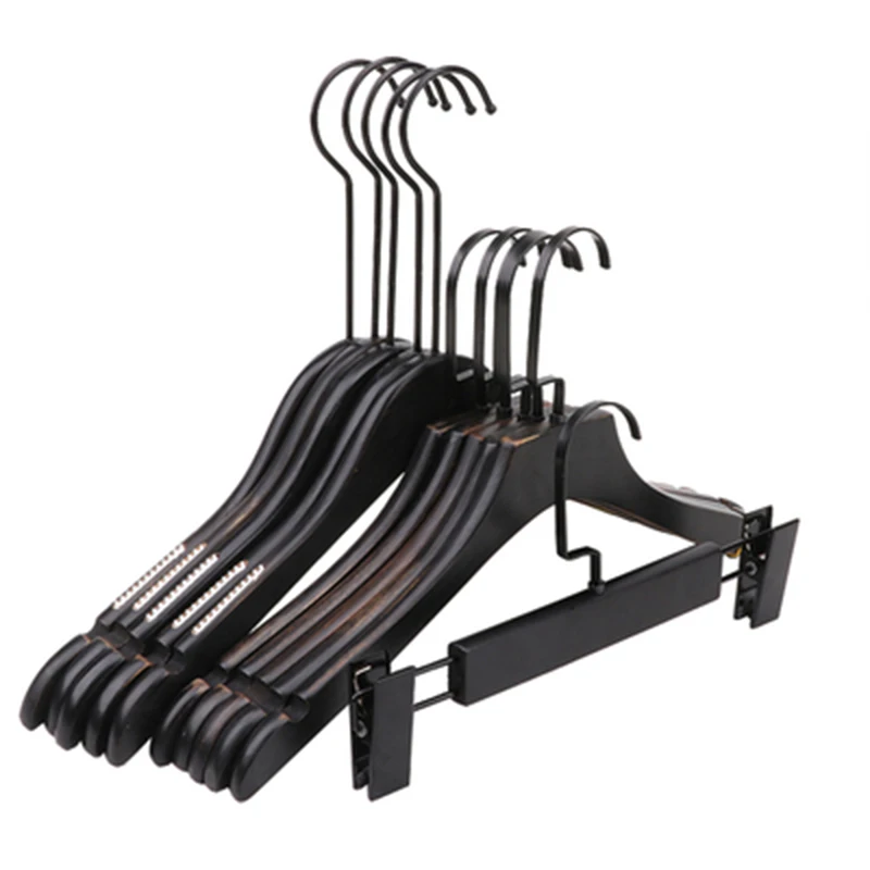 10 шт./лот черные деревянные вешалки для одежды качественная деревянная вешалка