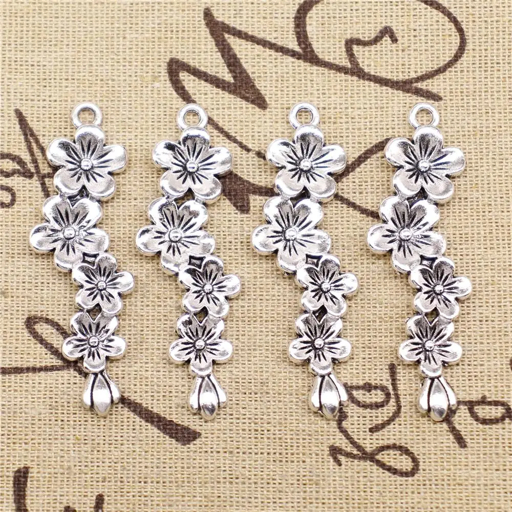 

Supplies For Jewelry Making 5pcs 56mm Antique Silver Color Flower Branch Charms