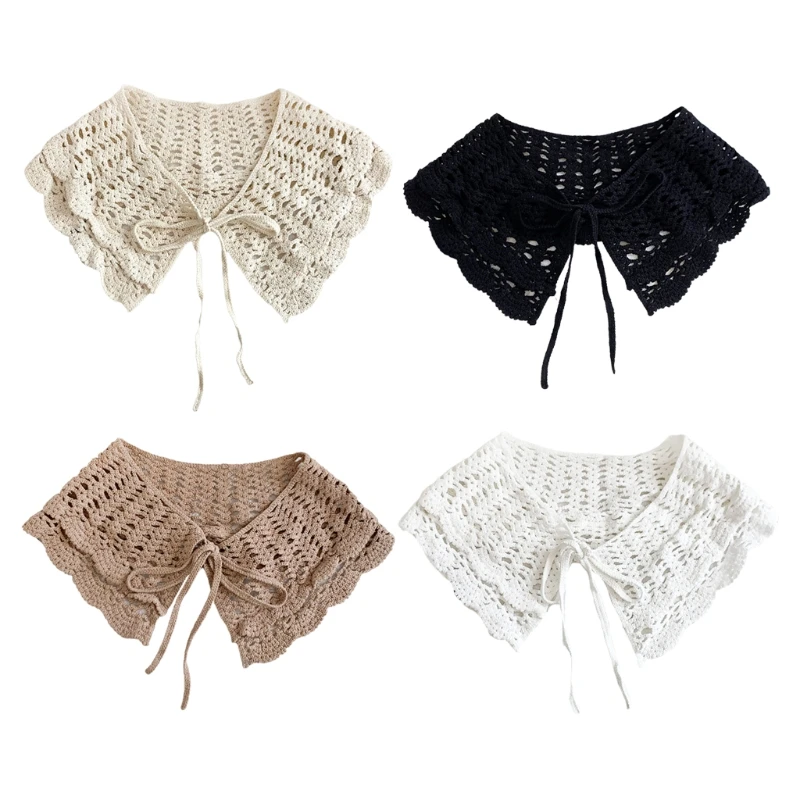 D0LF женщин и отверстиями на внешнем слое для девочек вязаная шаль накидка сладкий