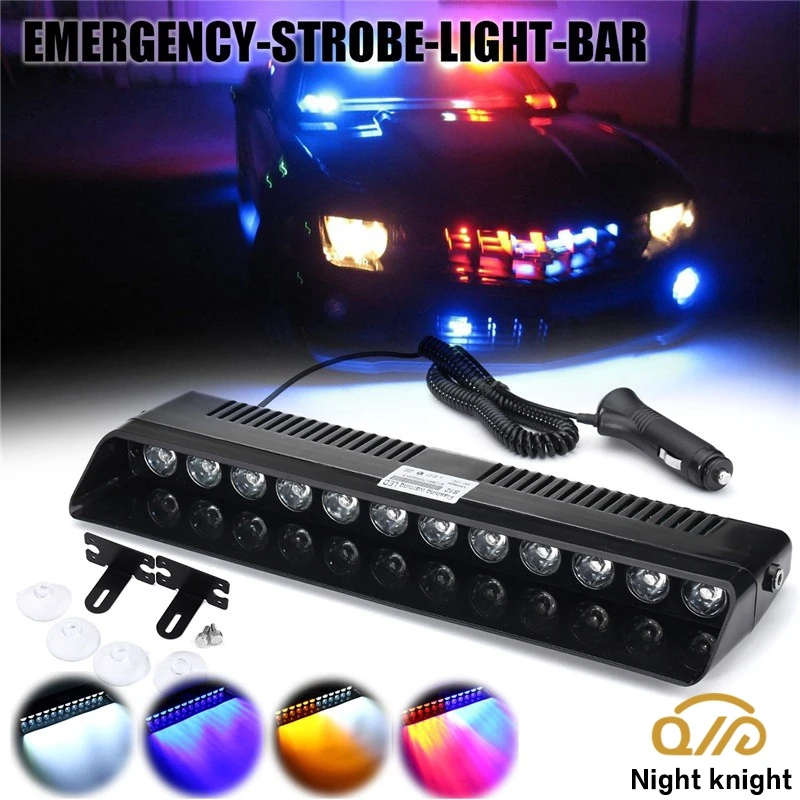 

Night knight 12W DC12V LED Strobe Car Emergency LED Light Bar Visor Deck Dash Police Warning Flash Lamp For Car Bus Truck Boat