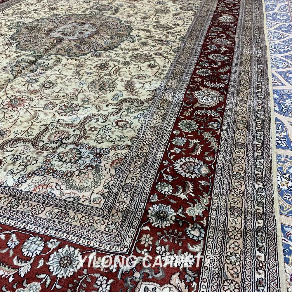 YILONG 6 'x 9' бежевый шелковый Традиционный персидский коврик ручной работы для