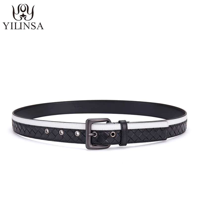 Мужской ремень из натуральной бычьей кожи классический с металлической пряжкой