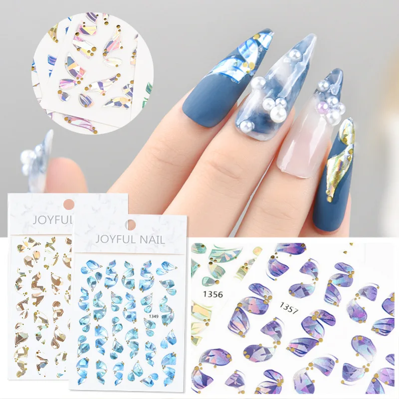 

12 Styles Nail Sticker Ballet Ribbon Nail Sticker 3D Three-dimensional Laser Embossed Nail Sticker Eco-friendly Belt Adhesive