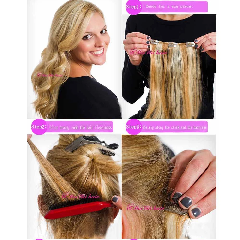 

New 5 Clip in Hair Extension 3/4 Full Head Or Straighten & Curl Feel Real