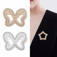 round shape heart alloy square women flower pearl pin rhinestone brooches korean style brooches female jewelry