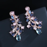 2021 new vintage sapphire tassel eardrop earrings for women rose red luxury hyperbole temperament fine gift wedding jewelry
