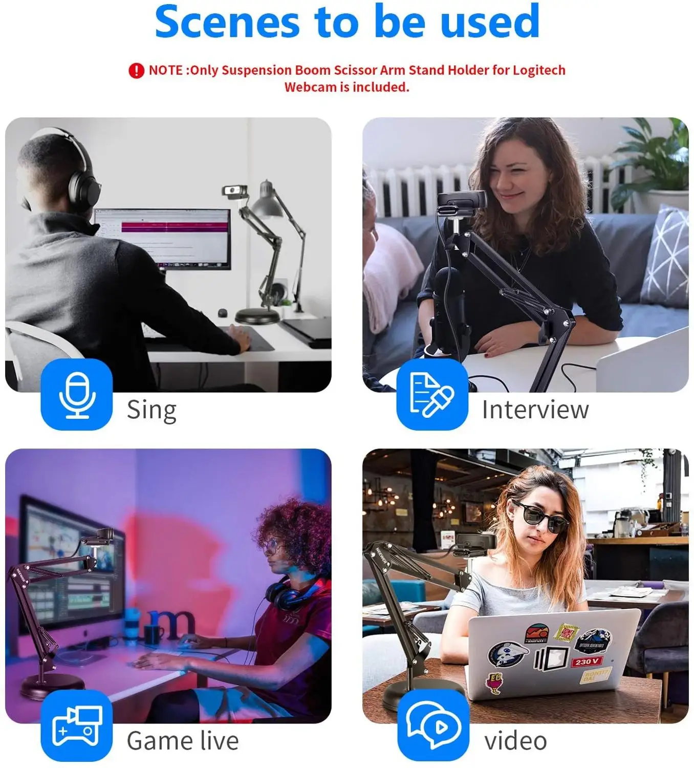 Регулируемая Настольная подвесная ножничная стойка с основанием для веб-камеры