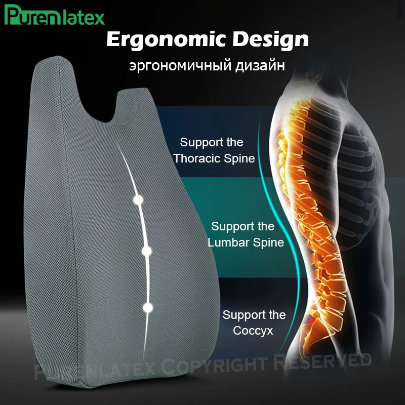 PurenLatex Space Memory Foam Cushion Back Support Orthopedic Coccyx Pain Pad Office Car Chair Wheelchair Mats Release Pressure | Дом и сад