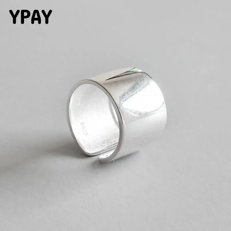 

Женское открытое кольцо YPAY из серебра 100% пробы, большие гладкие широкие кольца в стиле панк, ювелирные украшения для вечеринки, YMR520