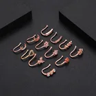 Кольцо медное для имитации пирсинга носа, ювелирное изделие с медной бабочкой, зажим-кольцо в форме сердца, не для пирсинга носа, 1 шт.