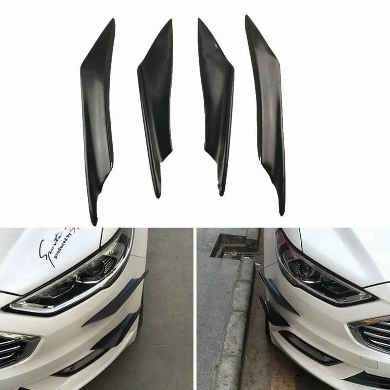 4 шт. универсальные черные передние бамперы боковые канаты разветвители ласты