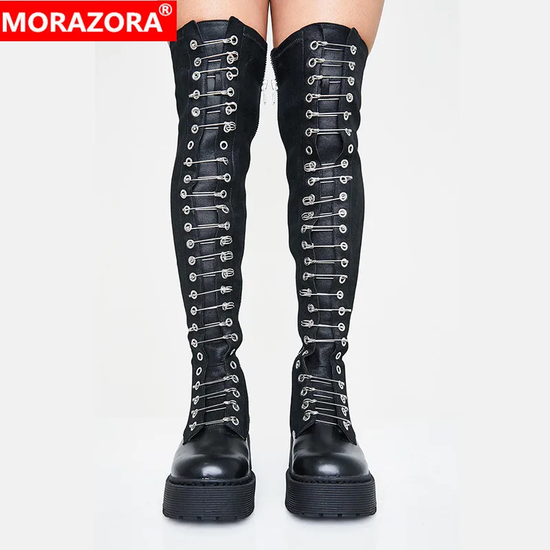 MORAZORA Новое поступление 2020 года обувь на плоской платформе женские облегающие