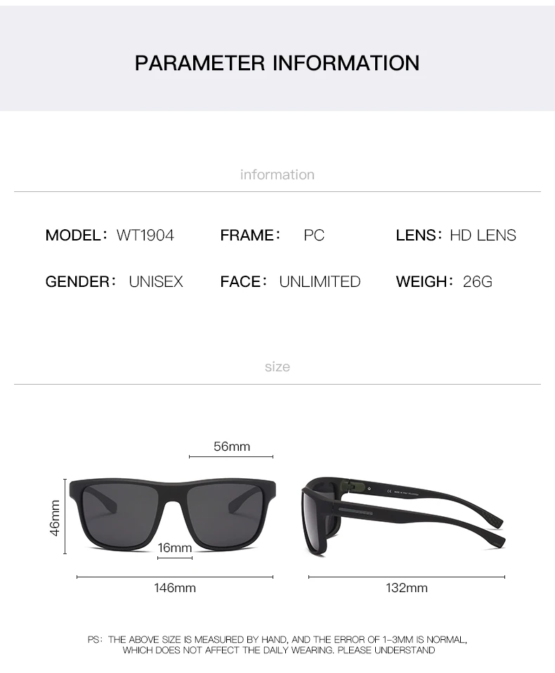 

2020 New Polarized Men Sunglass Fashion Square Frame Luxury Brand Designer Driving glasses men