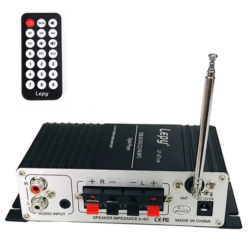 2ch выходной усилитель мощности 20WX2 RMS Hi-Fi стерео аудио домашний 12V USB SD FM MP3 цифровой