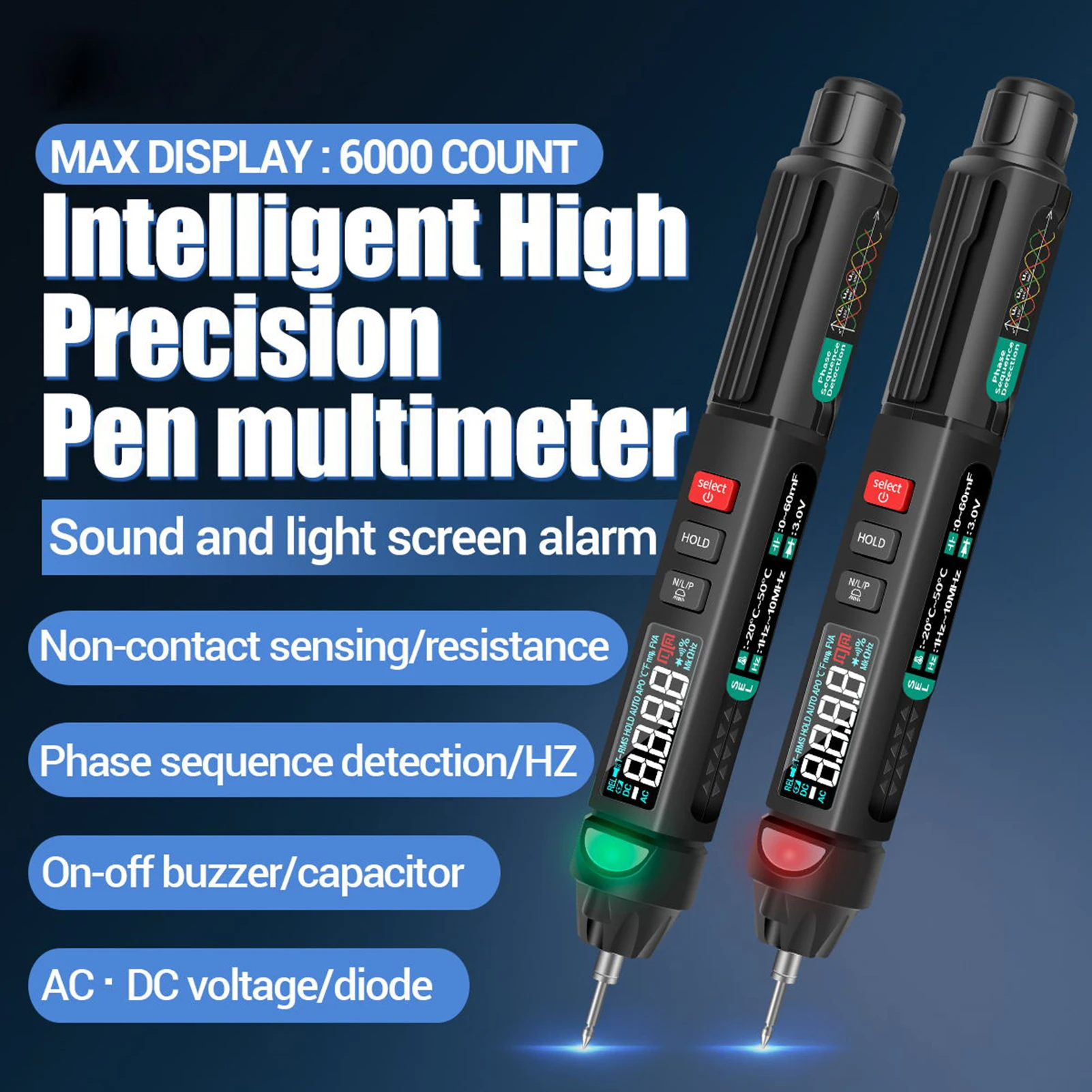 Мультиметр ANENG A3008 Pen 6000 отсчетов Бесконтактный индикатор напряжения для