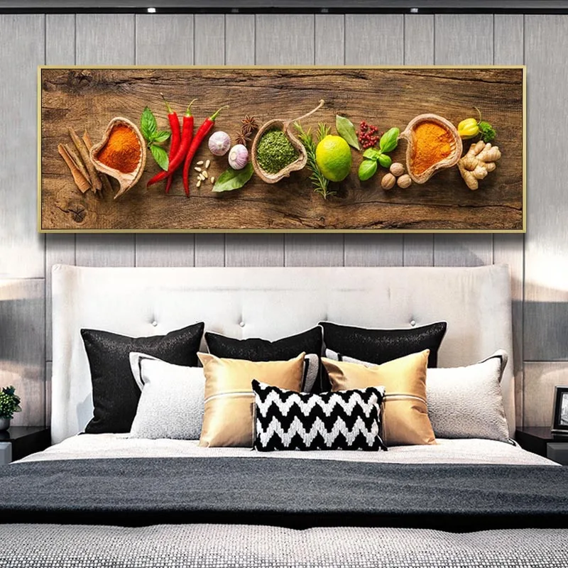 

Seasonings and Sweeteners on Wooden Table Canvas Art Posters And Prints Herbs and Spices Art Pictures Kitchen theme Art Painting