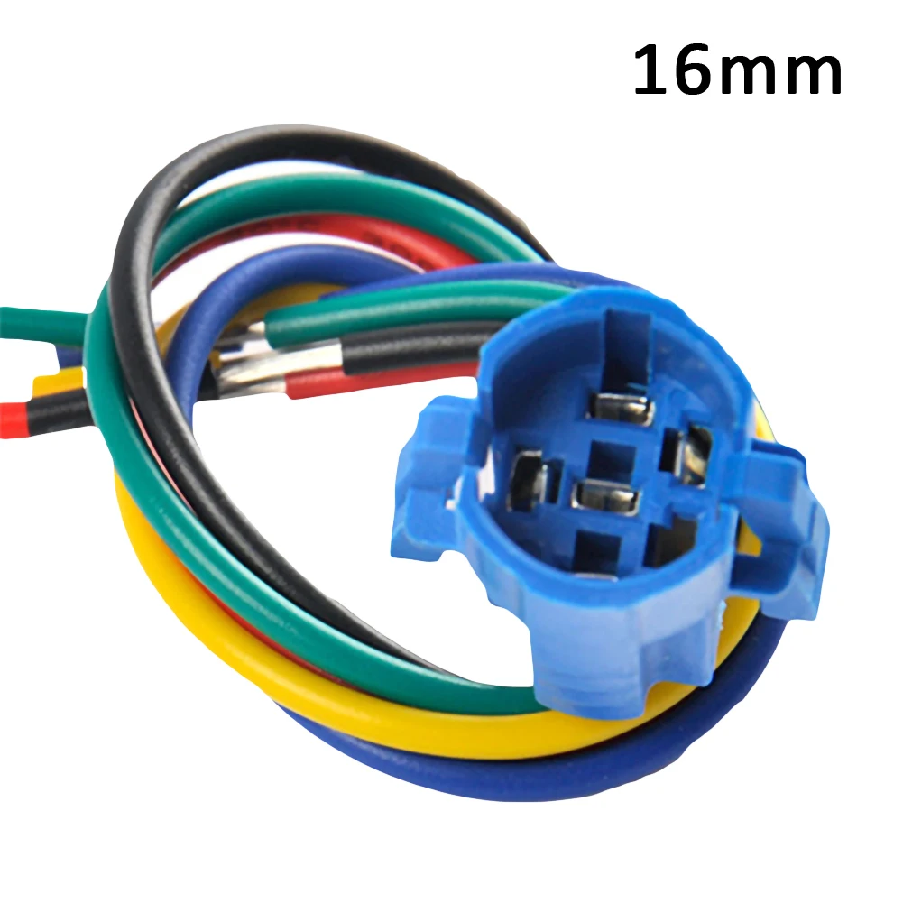 

16mm 19mm Push Button Switch Flat Pins Type Switch Connector One-button Start Push Button Socket Plug Wire Car Accessories