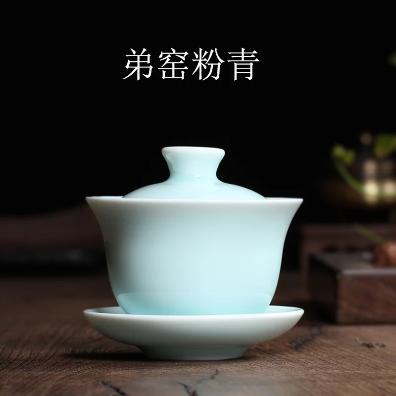 [GRANDNESS] Китайский Ge Kiln Longquan Celadon фарфоровая китайская гайвань чайные чашки и чаша керамическая 155 мл хрустящая глазурь чайник - Цвет: E