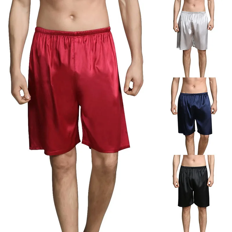 

Summer Sleep Bottoms Men Sleepwear Shorts Comfy Silk Satin Pajama Homewear Shorts Loungewear Soft Home Wear Fashion