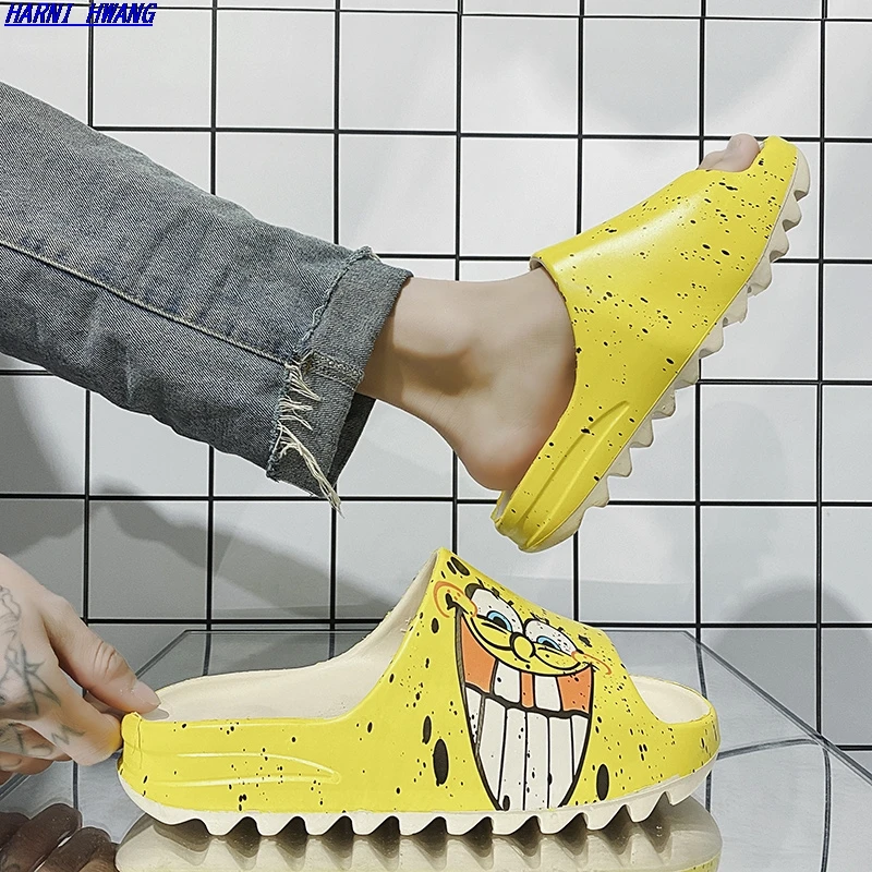 

Summer Men's Slippers Flip Flops Couple Graffiti Thick-soled Lightweight Bathroom Outdoor Eva Sandals Large Size Men's Shoes