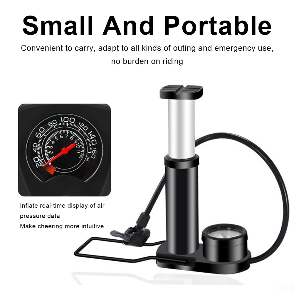 

Bicycle Foot Pump 120Psi High Pressure Portable Bike Pump Ultra-light with Barometer Cycling Inflator Foot Bomba de ar bicicleta