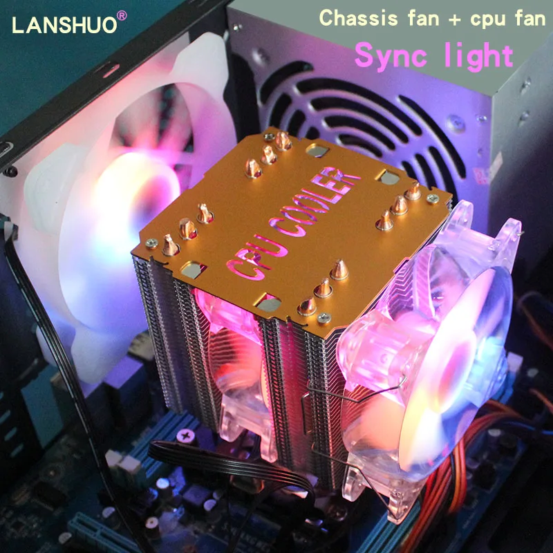 Процессор кулер 6 тепловых трубок 90 мм 4 Pin PWM RGB для Intel LGA 1200 1150 1155 1366 X79 X99 2011 AMD AM4 AM3