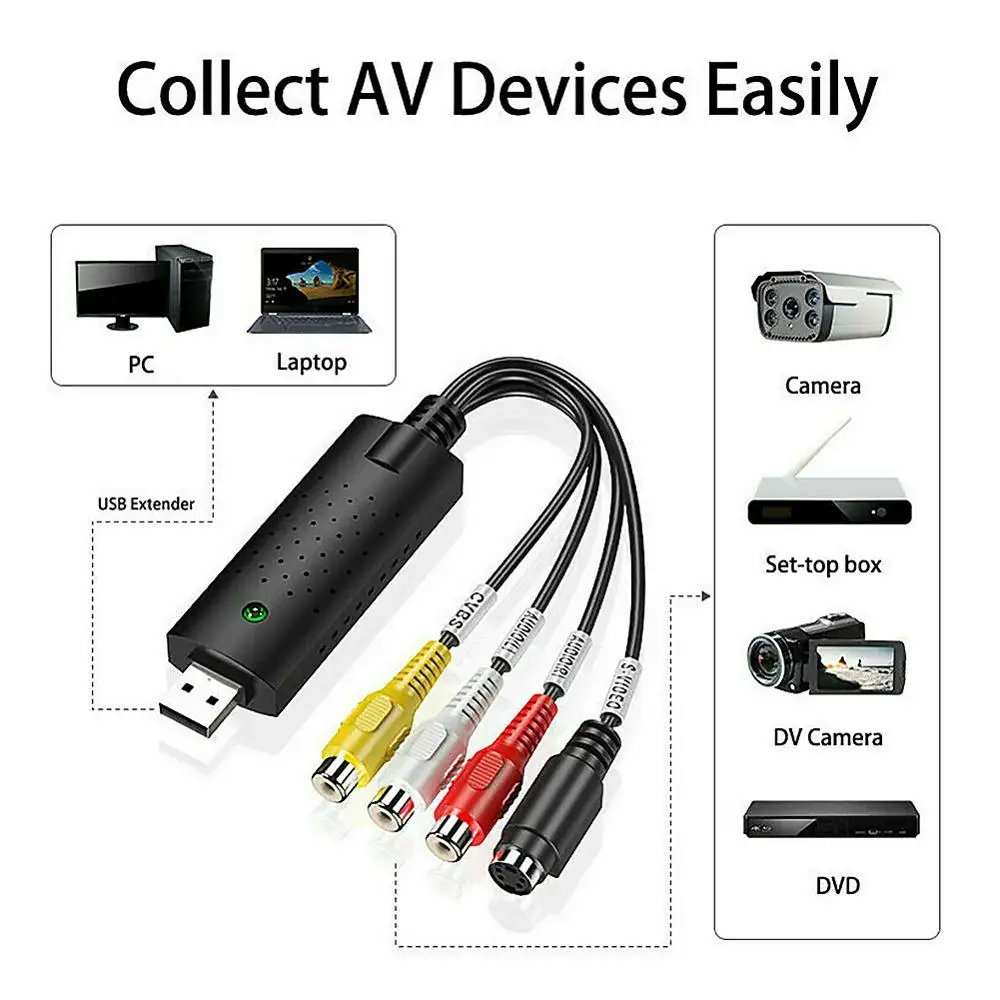 Привод бесплатно USB 2 0 Видео Аудио записывающая карта конвертер аналоговый в