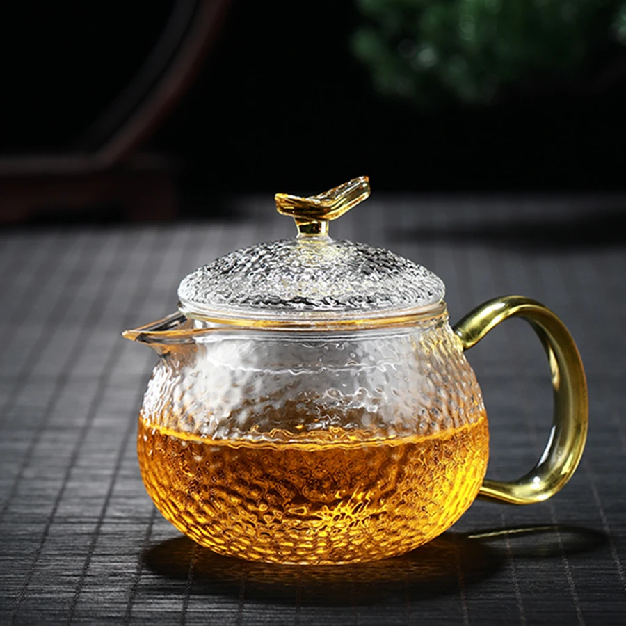 Heat Resistant Japanese Style Tea Pot Glass Hand Made Hammer Grain Teapot Filter Boiling Tetera Cristal Daily Necessities EF50TP | Дом и сад