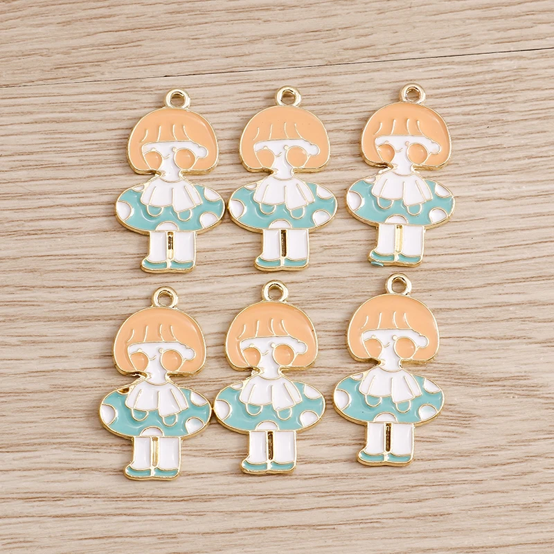 

10pcs 16*29mm Cartoon Enamel Girls Charms for Jewelry Making Cute Drop Earrings Pendants Necklaces Keychain DIY Crafts Supplies
