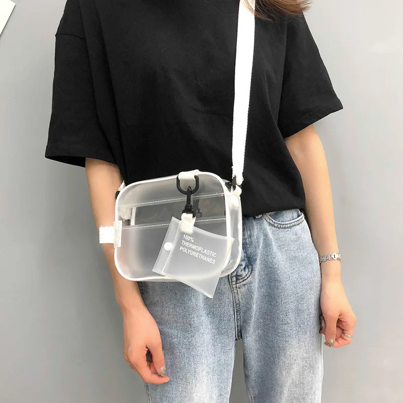 

2021 summer new messenger bag trend transparent small bag PVC fashion all-match jelly bag simple one-shoulder handbag