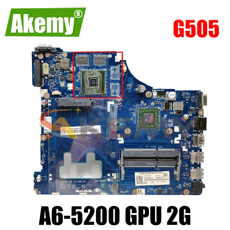 

Akemy VAWGA/ГБ LA-9911P материнская плата для ноутбука Lenovo G505 Материнская плата ноутбука процессор A6-5200 GPU 2G DDR3 100% тест