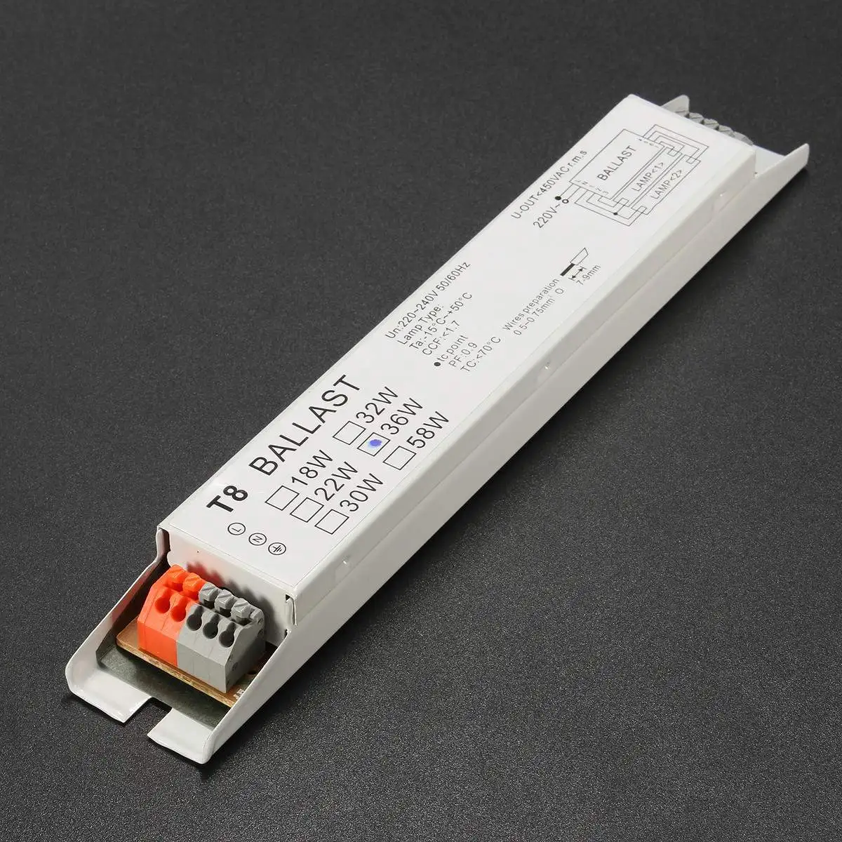 LEORY AC 220-240V 2x36W Wide Voltage T8 Electronic Ballast Fluorescent Lamp Balla