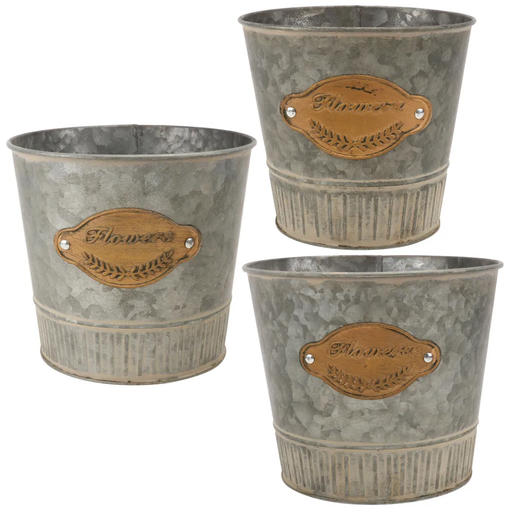 

3Pcs Multifunctional Iron Bucket Dried Flower Planter Plant Pot Home Decoration