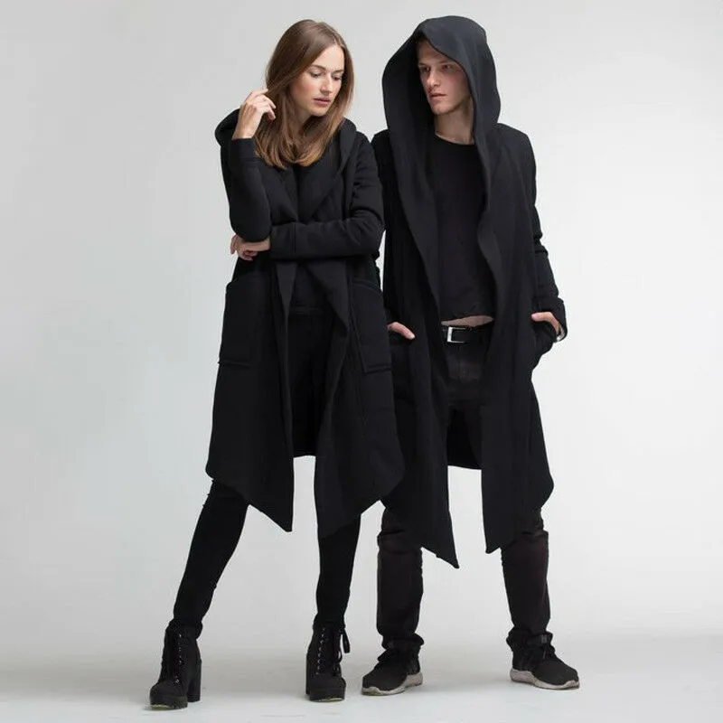 Великобритания для мужчин и женщин кардиган с капюшоном плащ пальто длинная