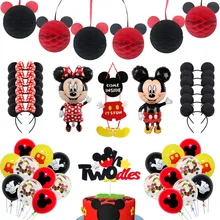 Minnie Mouse Mickey Mouse Theme Kids Birthday Party Decoration Children Baby Shower Supplies Balloon Pull Flower Year Old Flag