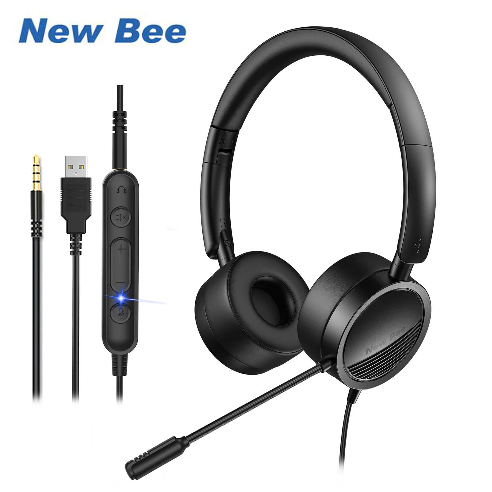 Новинка проводные наушники Bee H360 3 5 мм/USB центральные с микрофоном компьютерные
