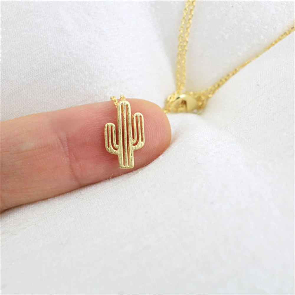 

1pc Charm Cactus Pendant Necklace For Women Lover's Gold And Color Engagement Summer Jewelry Collier Femme