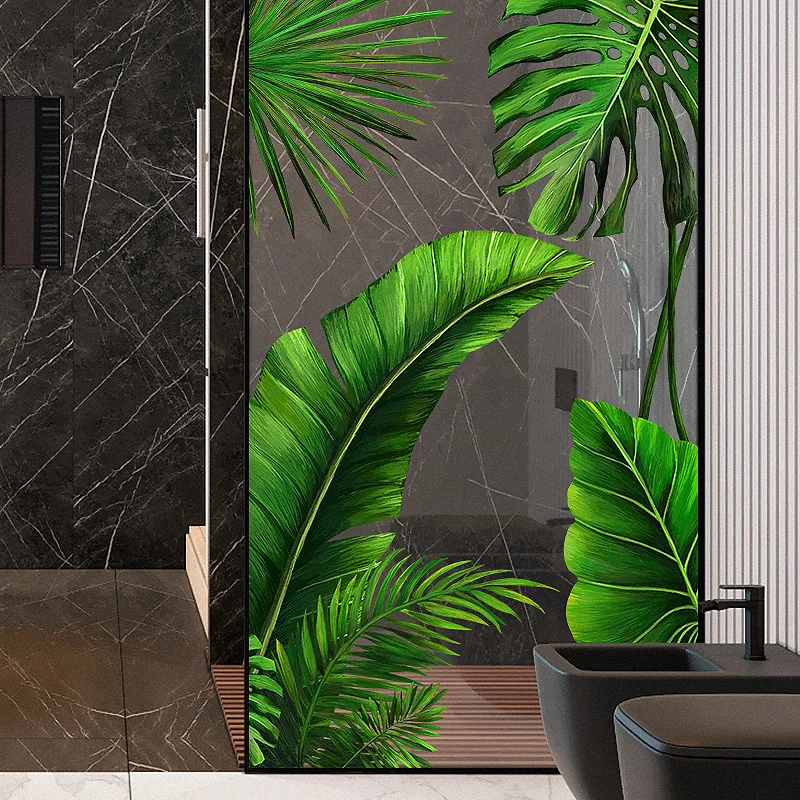 

Green Plants Wall Stickers 3d for Living Room Bathroom Decoration Balcony Glass Window stickers Door Vinyl Wallpaper Art Decals