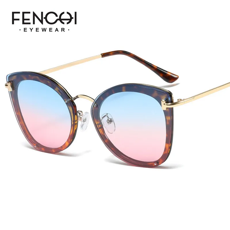 Солнечные очки FENCHI кошачий глаз женские роскошные брендовые дизайнерские черные