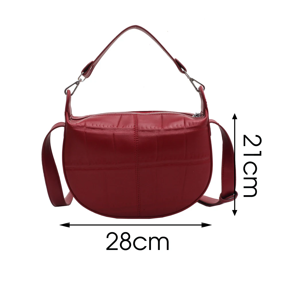 

New Women Crossbody Shoulder Bag Retro Crocodile PU Leather Handbag Semicircle Small Purse Ladies Pure Messenger Shoulder Bags