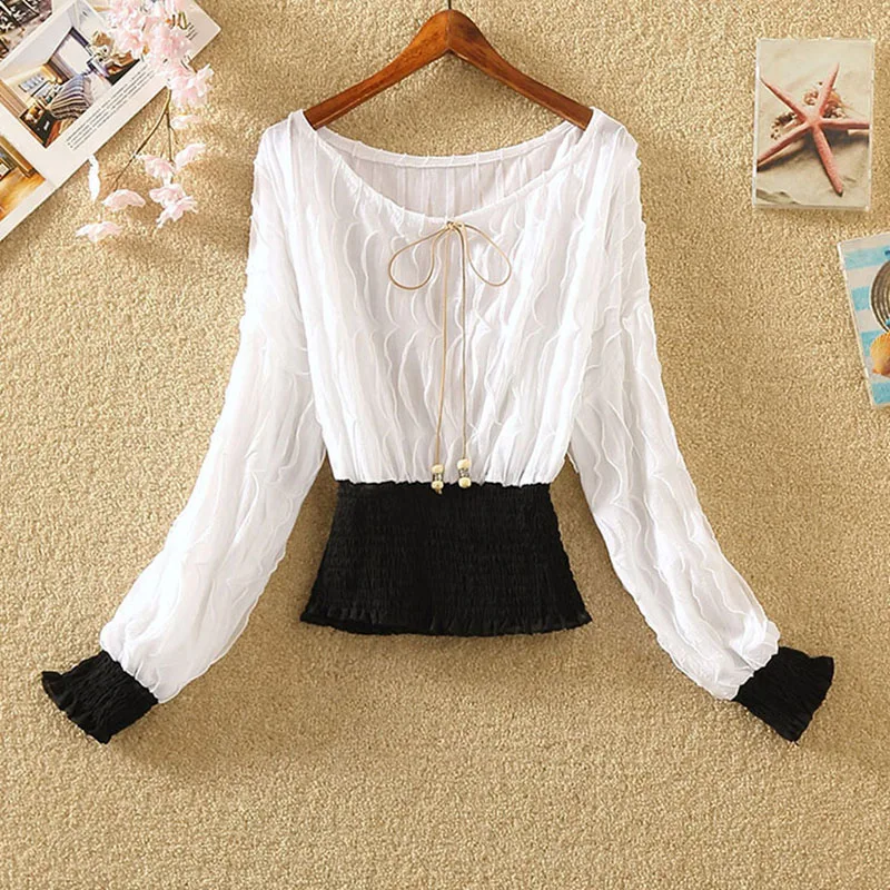 Женская блузка рубашка одноцветные шифоновые блузки весна 2020 новые рубашки в