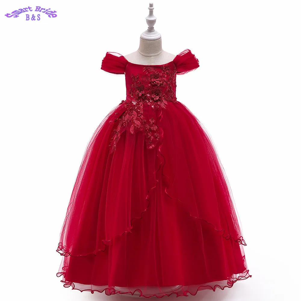 Длинное Цветочное платье для девочек новинка 2019 кружевное Тюлевое с бусинами и