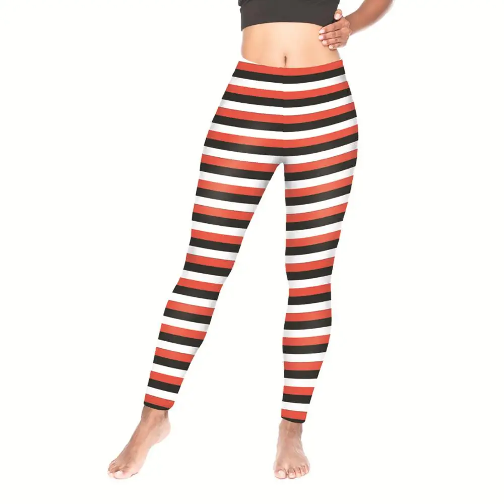 Черные белые красные полосатые спортивные Леггинсы модные брюки с высокой