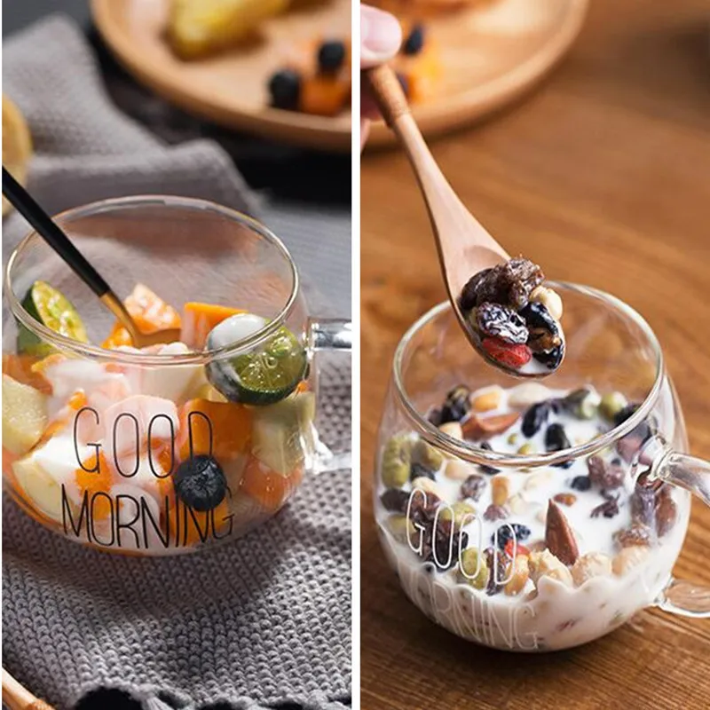 1 шт. термостойкие стеклянные круглые забавные кружки с надписью доброе утро
