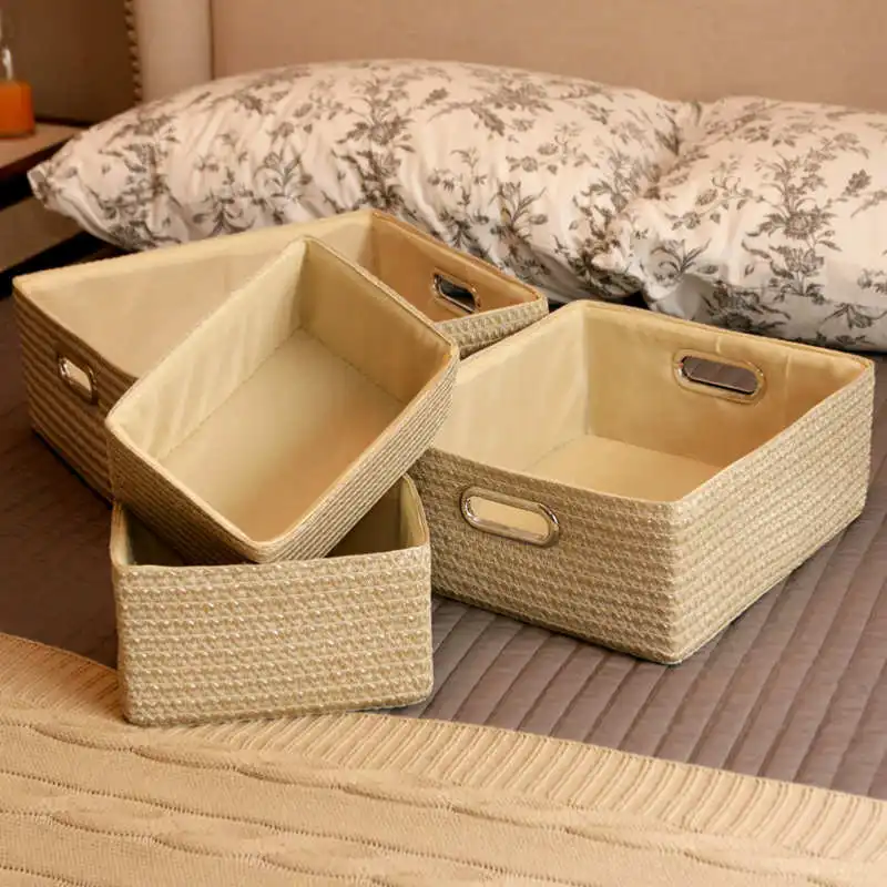 Ручная работа соломы Япония стиль деревянной ручкой прямоугольник получать