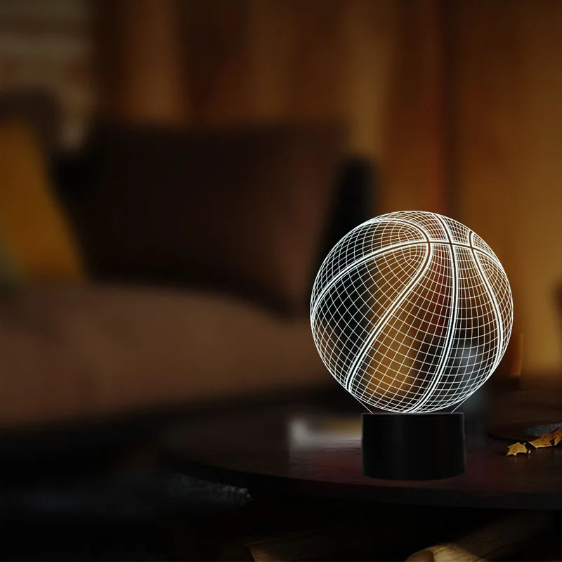 Ночник с 3D рисунком баскетбола светодиодный Настольный светильник зарядкой от USB